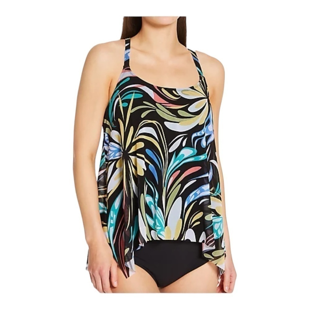 Coco Reef Current Bra Sized Mesh Layer Underwire Tankini Top - Retro Swirl NWT - Picture 7 of 7
